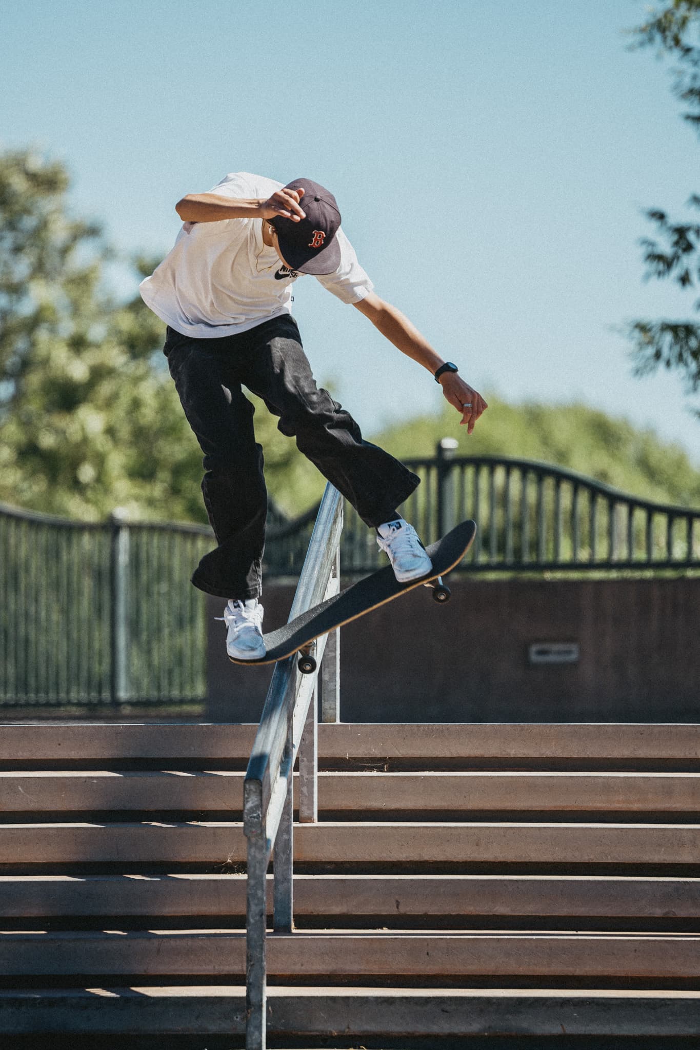 Rion Swenson grinding a handrail