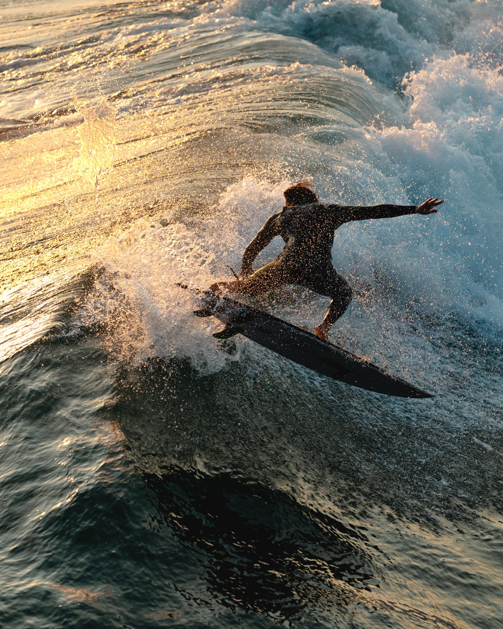 Golden hour wave, close crop