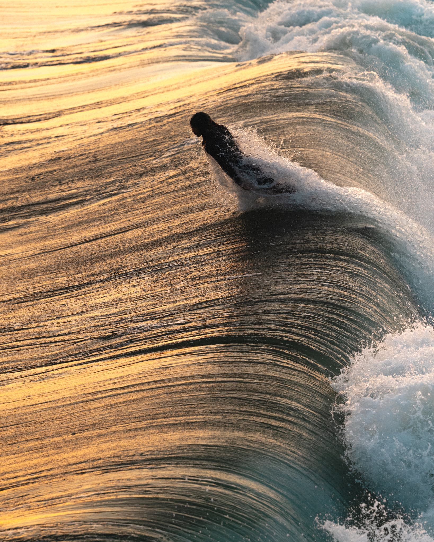 Golden hour wave, wide crop